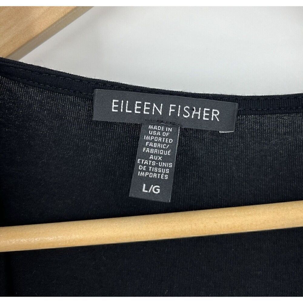 Eileen Fisher Dress Size Large Black Navy Colorblock Sleeveless Midi Jersey Knit - Picture 4 of 8